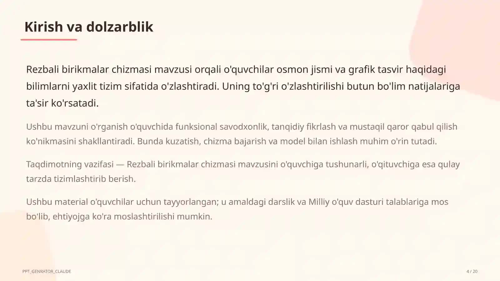 Rezbali birikmalar chizmasi (9-sinf) 4