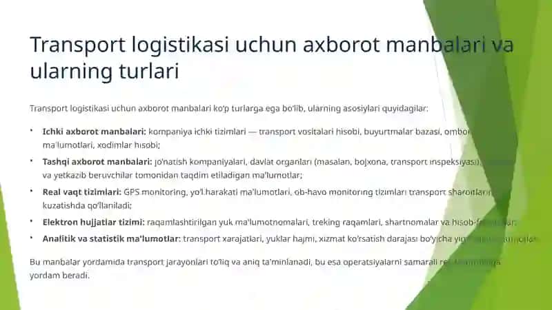 Transport logistikasining axborot ta'minoti 4