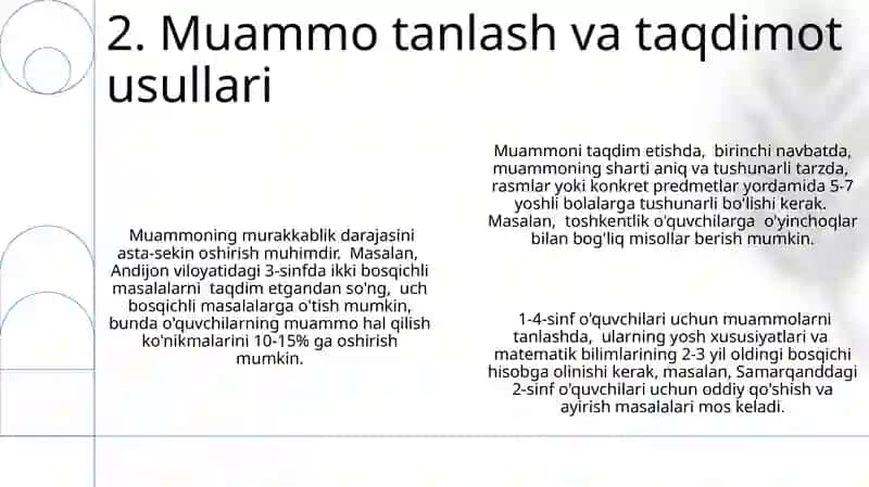 Boshlangʻich sinflarda sodda masalalar bilan tanishtirish metodikasi 4