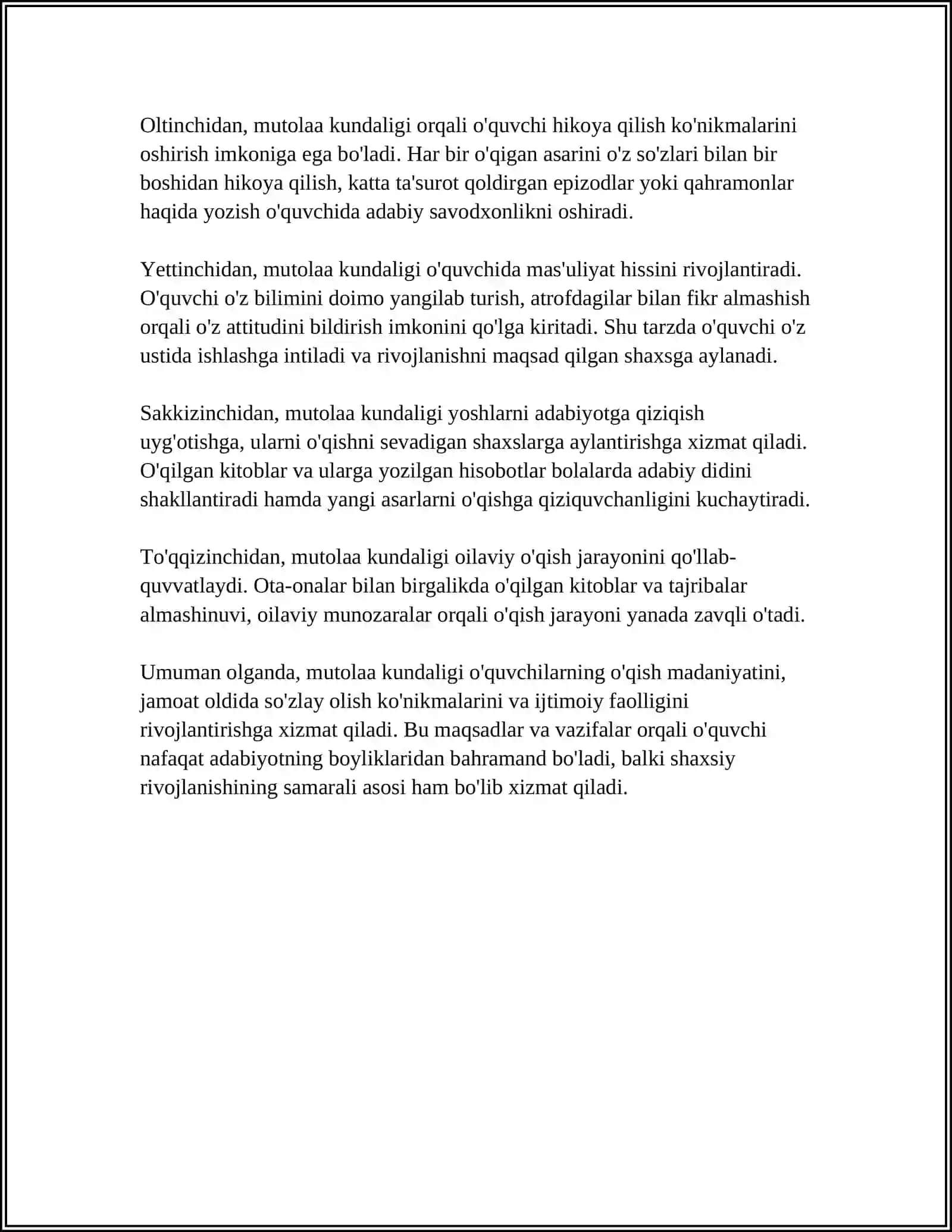 MUTOLAA KUNDALIGI YURITISH METODIKASI 4