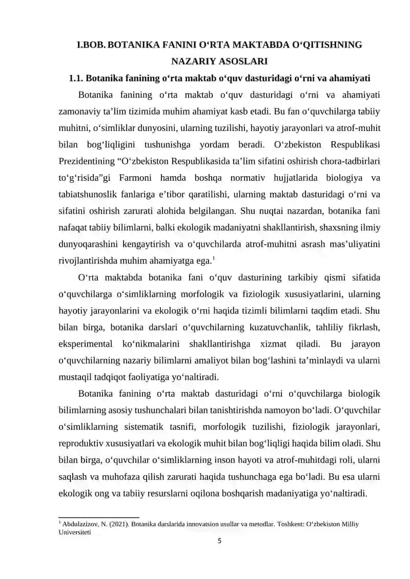 Botanika Mavzularini O'qitish 4