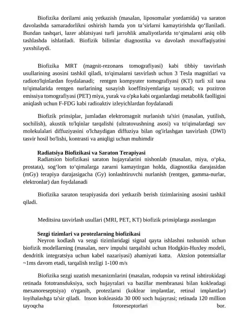 Biofizika fanning medicinada ahmiyati 4
