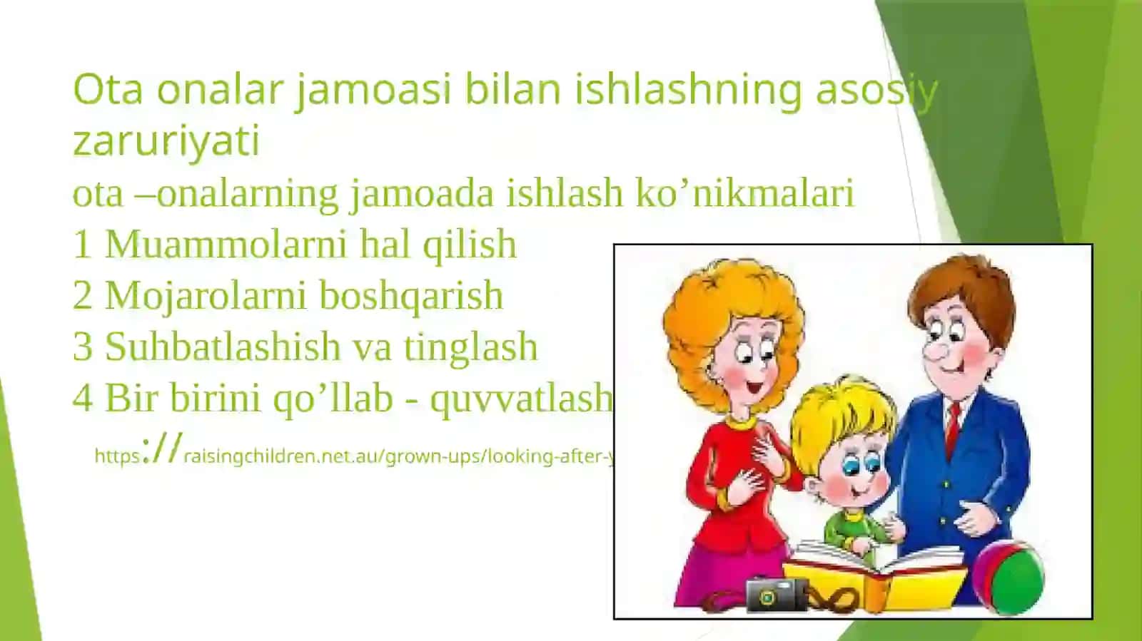 Ota – onalar jamoasi bilan ishlashning asosiy shakllari 4