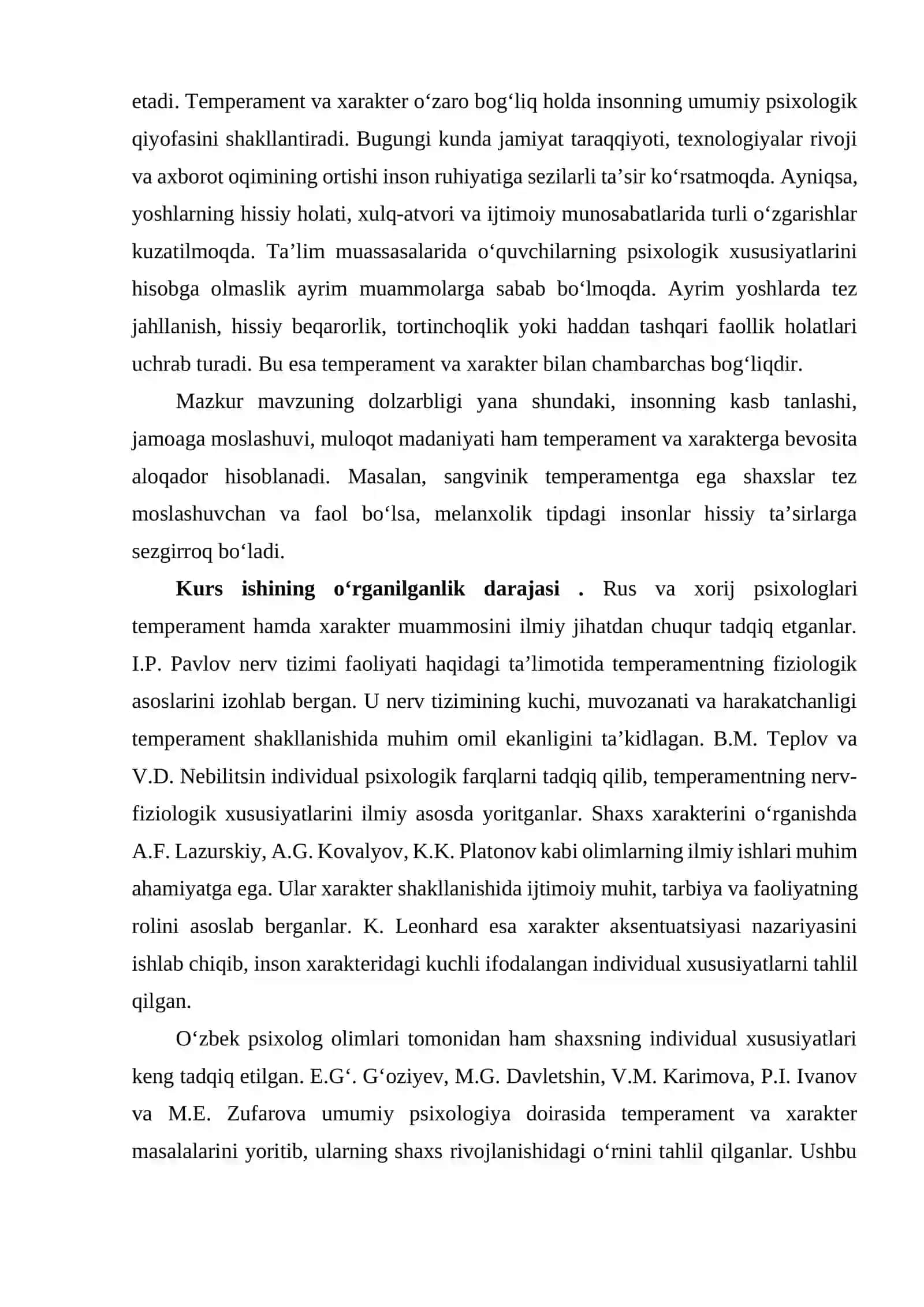 Temperament va xarakterning shaxs rivojlanishidagi o‘rni 4
