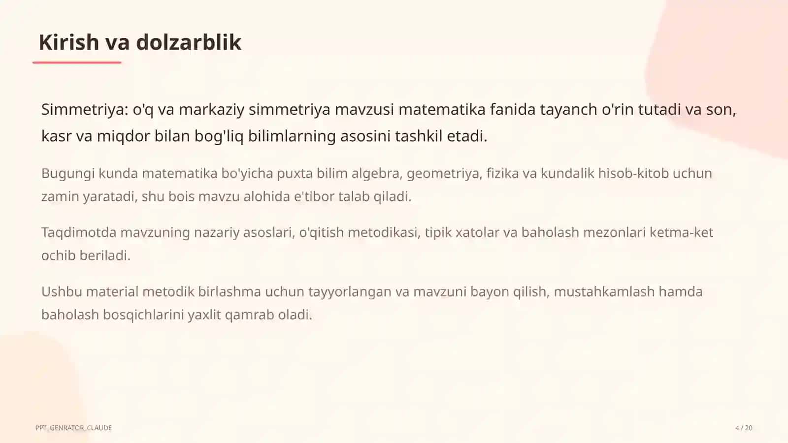 Simmetriya: o'q va markaziy simmetriya (6-sinf) 4