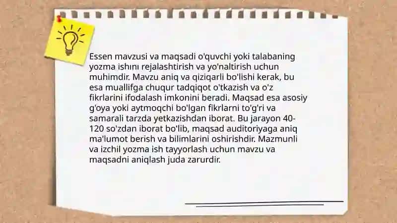 Essening oʻziga xos xususiyatlari va yozishdagi talablar 4