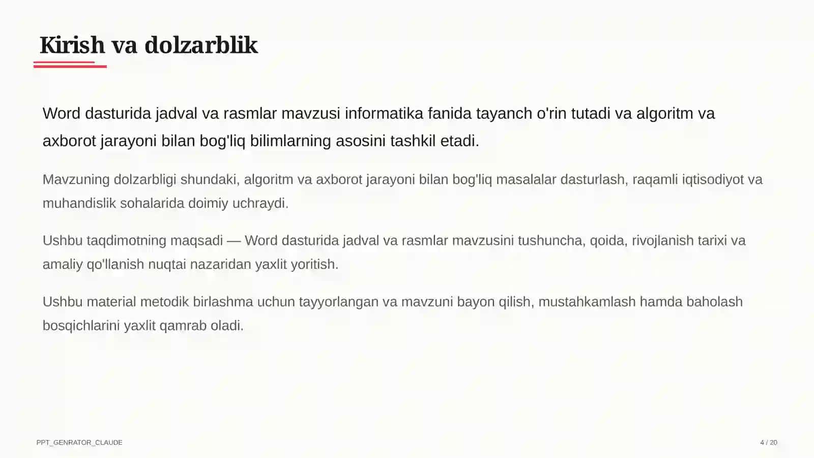 Informatika va axborot texnologiyalari (5–11) — metodik birlashma uchun 4