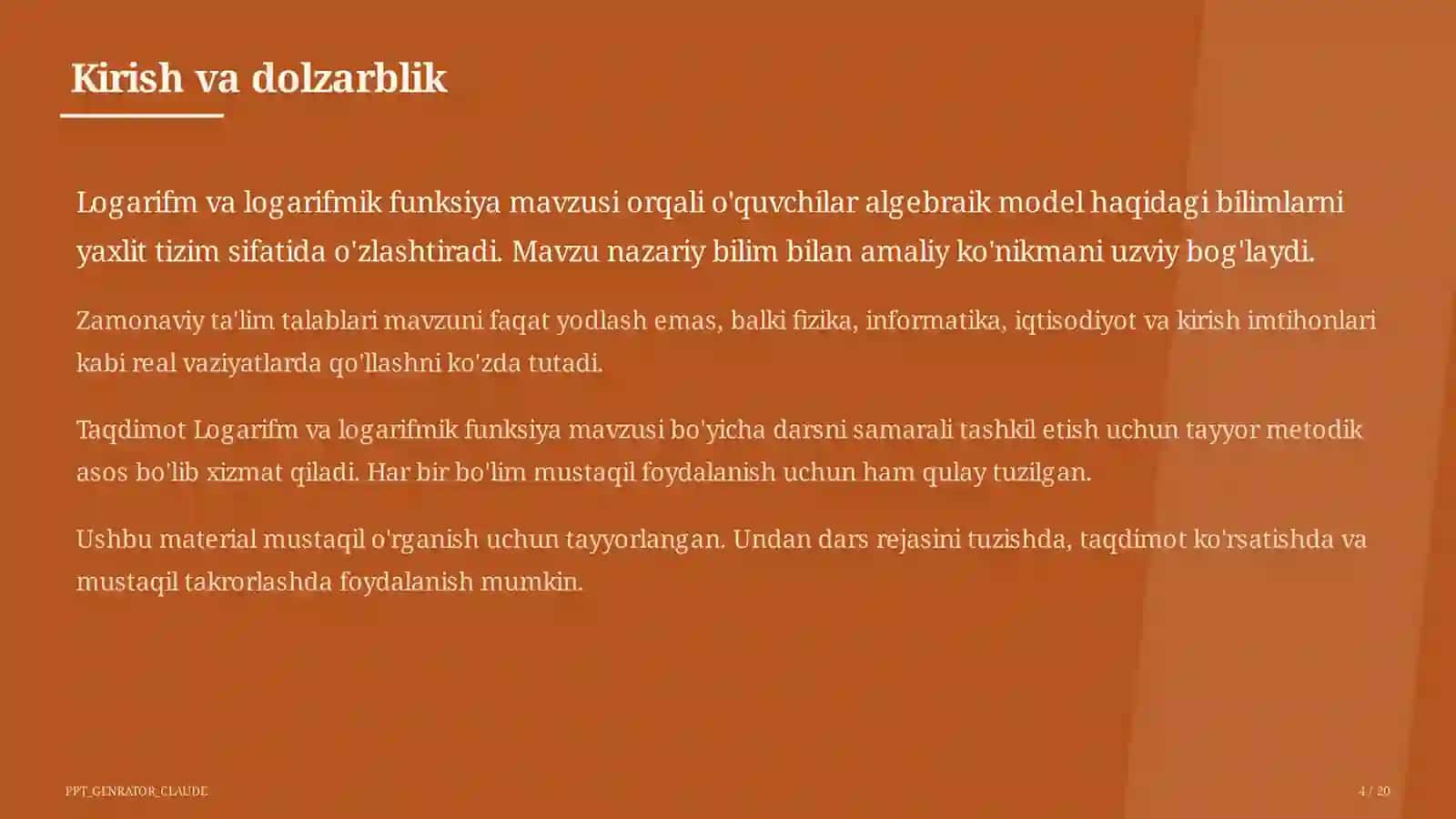 Logarifm va logarifmik funksiya (10-sinf) 4