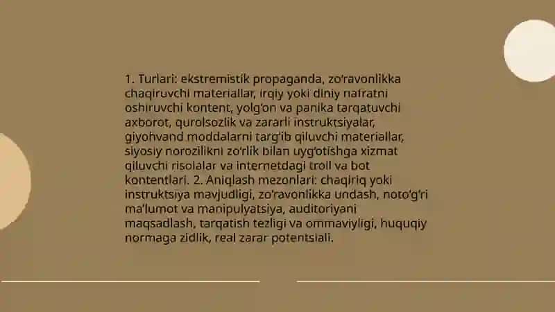 Jamoat xavfsizligi va jamoat tartibiga taxdid soladigan materiallarni tayyorlash saqlash va tarqatish 4