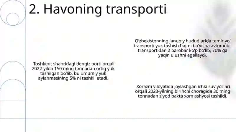 Yuklarni tashishni transport turlari o'rtasida taqsimlanishi 4