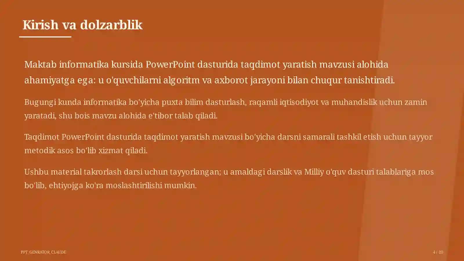 PowerPoint dasturida taqdimot yaratish (7-sinf) 4