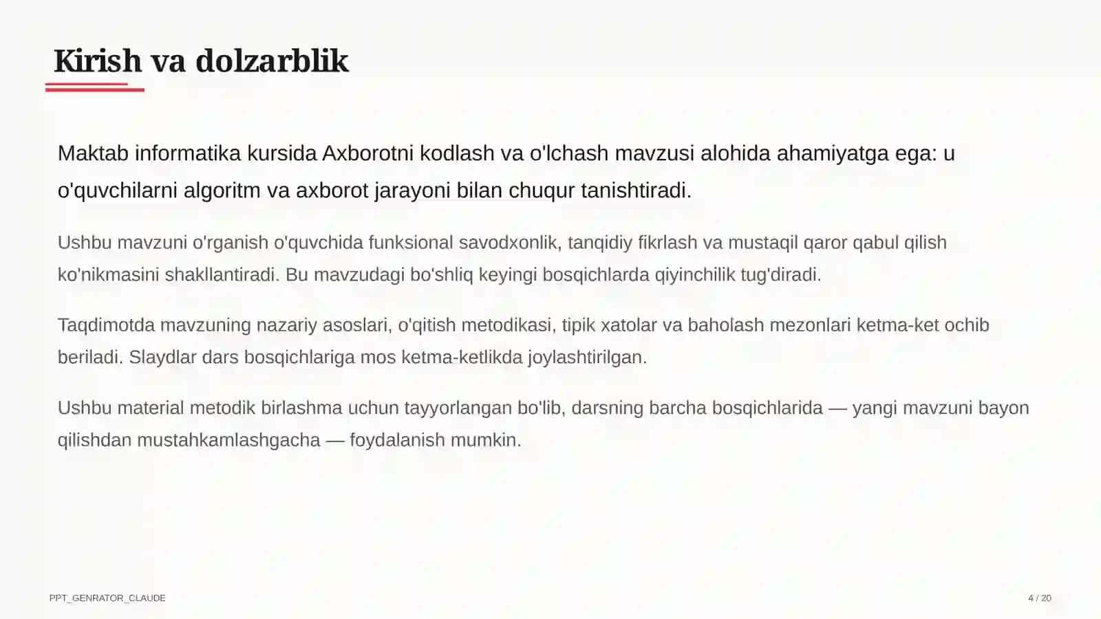 Axborotni kodlash va o'lchash (7-sinf) 4