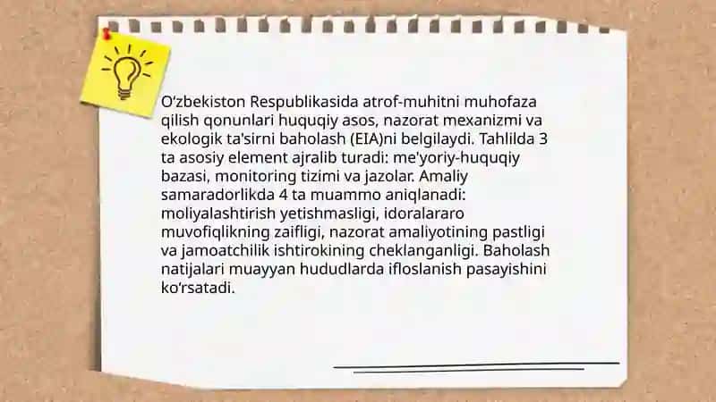 Oʻzbekiston Respublikasi tabiatni asrashga doir qonunlarni oʻrganish tahlil qilish 4