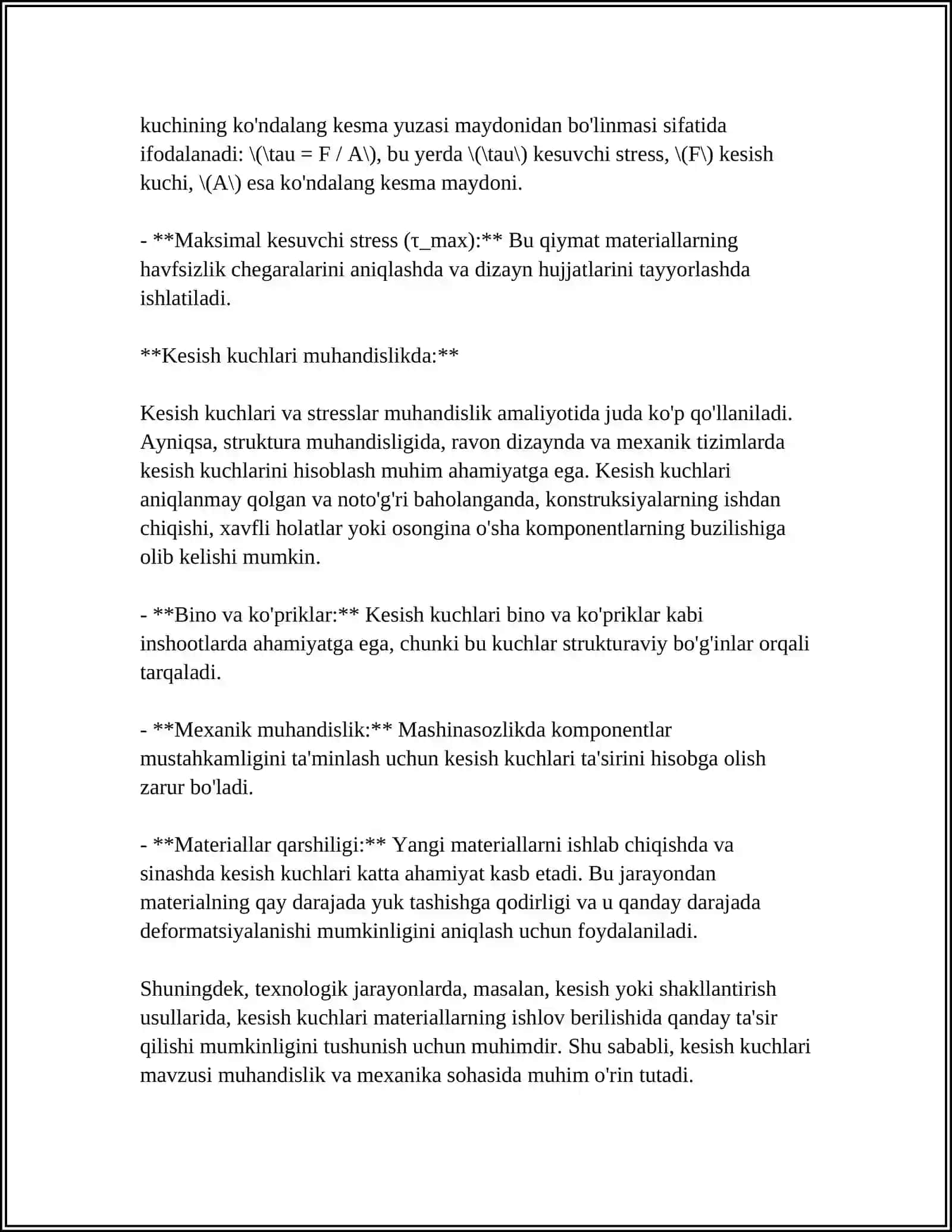 KESISH KUCHLARI VA SREZ KUCHLANISHI TAHLILI 4