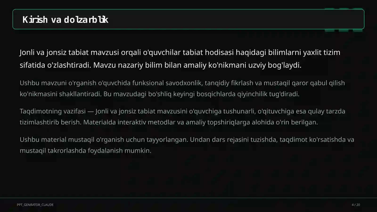 Jonli va jonsiz tabiat (2-sinf) 4