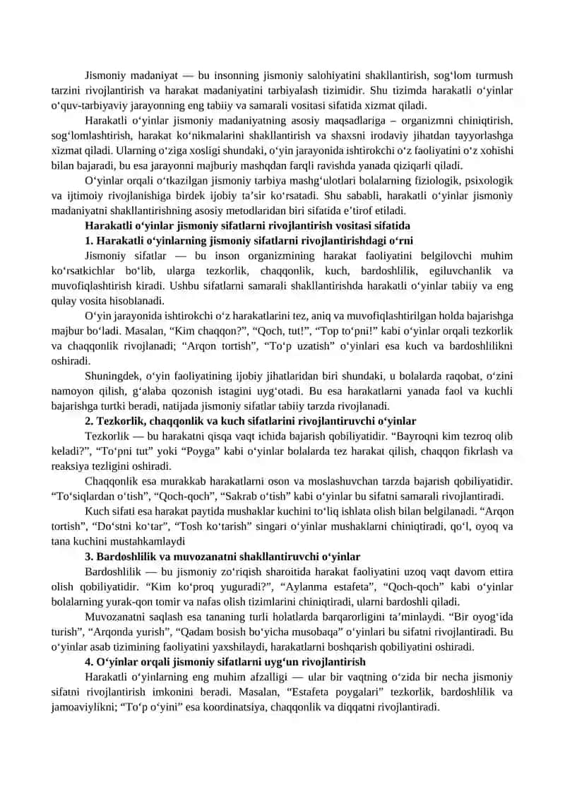 HARAKATLI O‘YINLAR JISMONIY MADANIYATNI TARBIYALASHNING ASOSIY METOD VA VOSITASI SIFATIDA 4