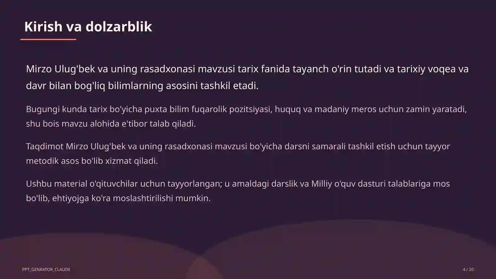 Mirzo Ulug'bek va uning rasadxonasi (5-sinf) 4