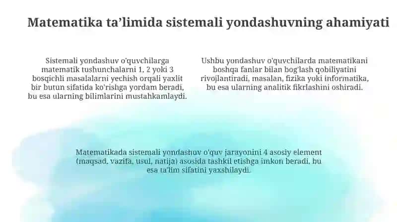Sistemali yondashuv matematikada 4