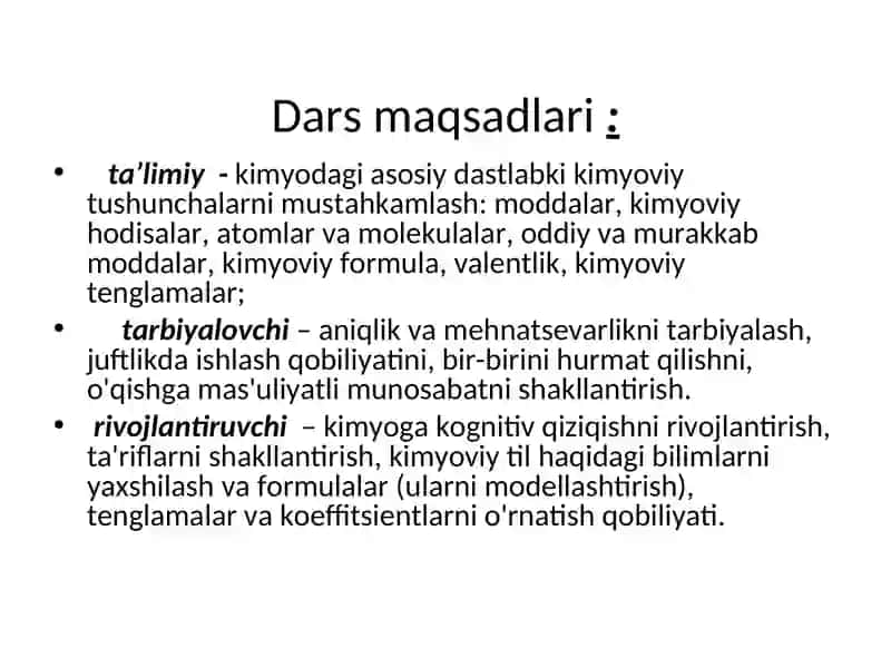 Boshlang’ich kimyoviy tushunchalarni o’qitish metodikasi 4