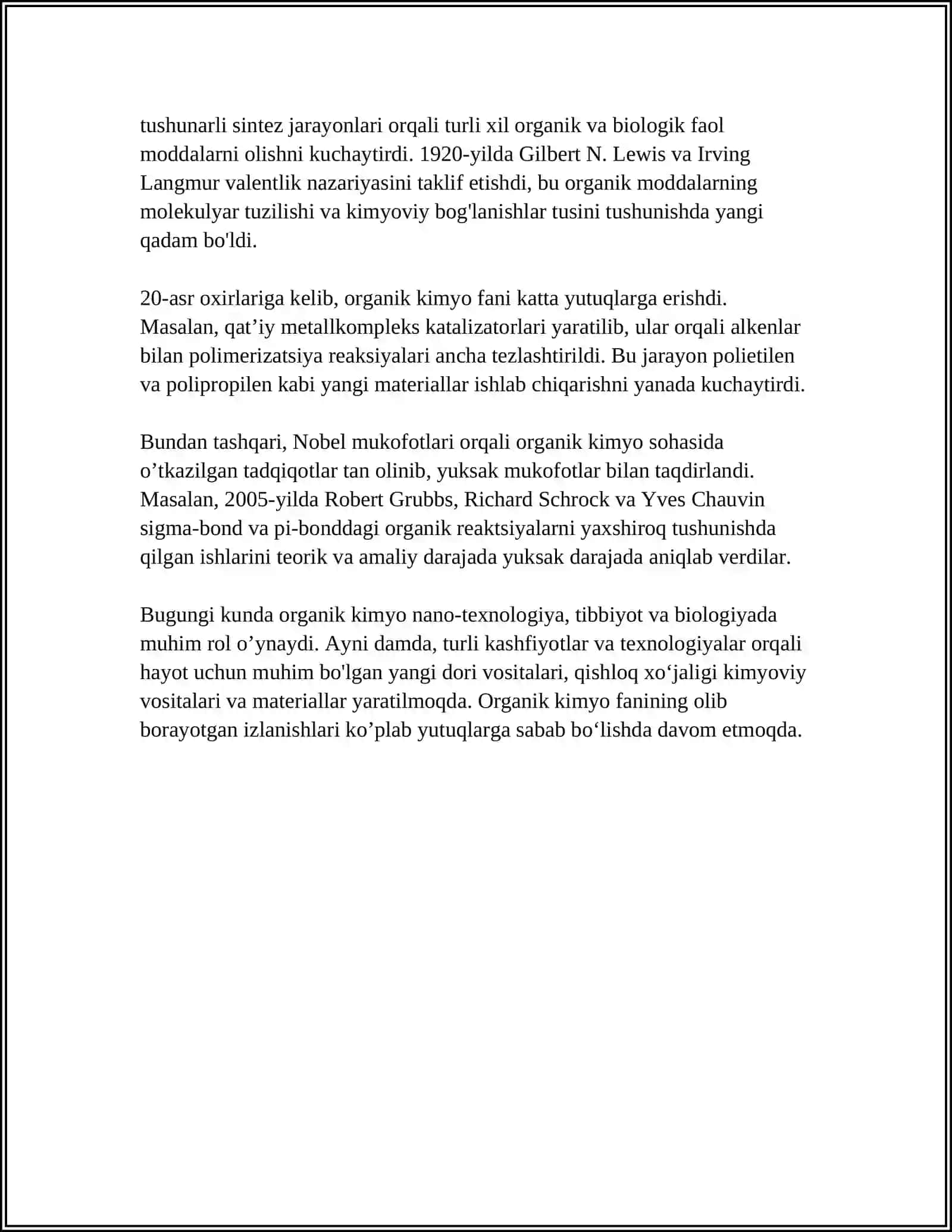 ORGANIK KIMYONING RIVOJLANISH TARIXI 4