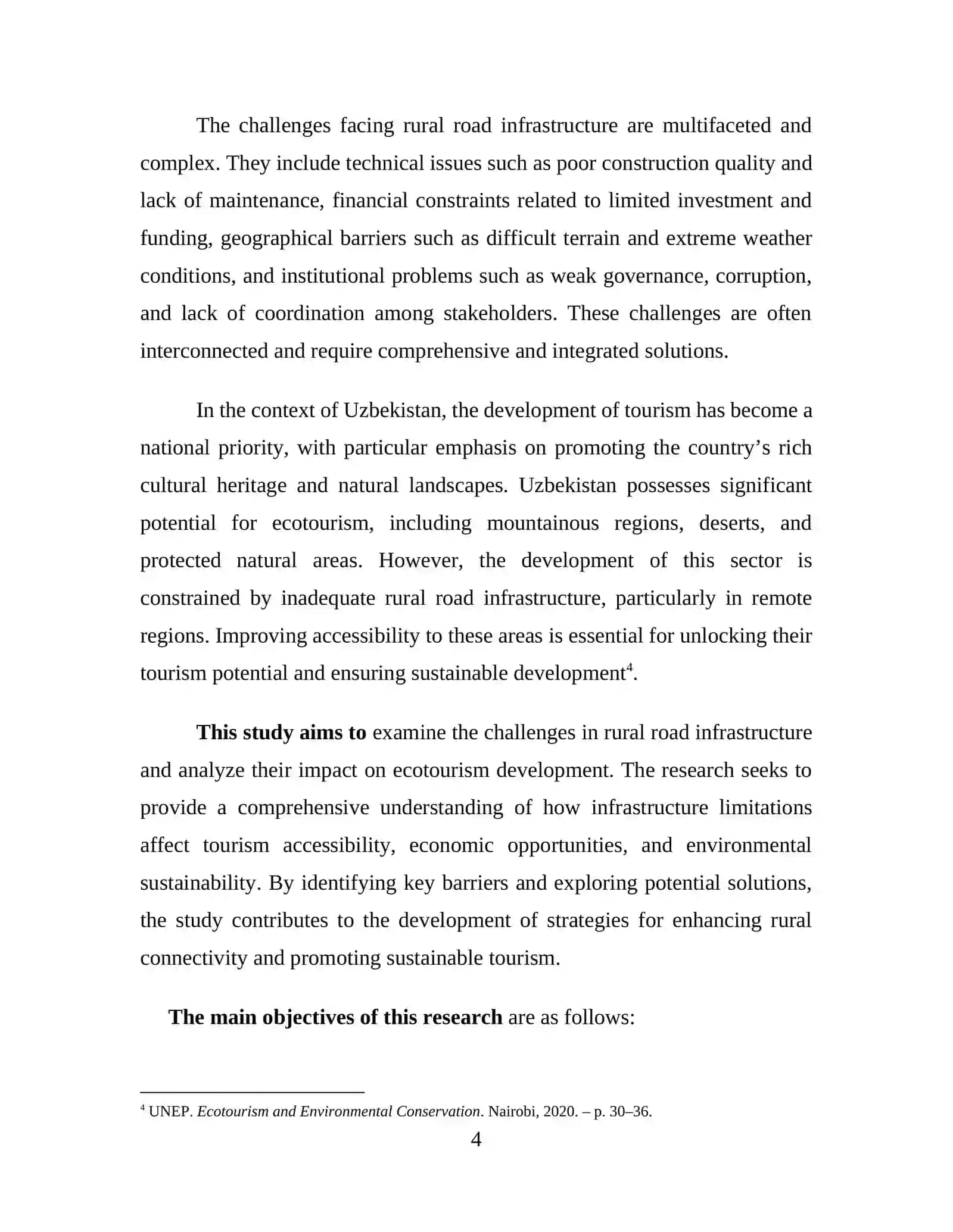 Challenges in rural road infrastructure and their impact on ecotourism development 4