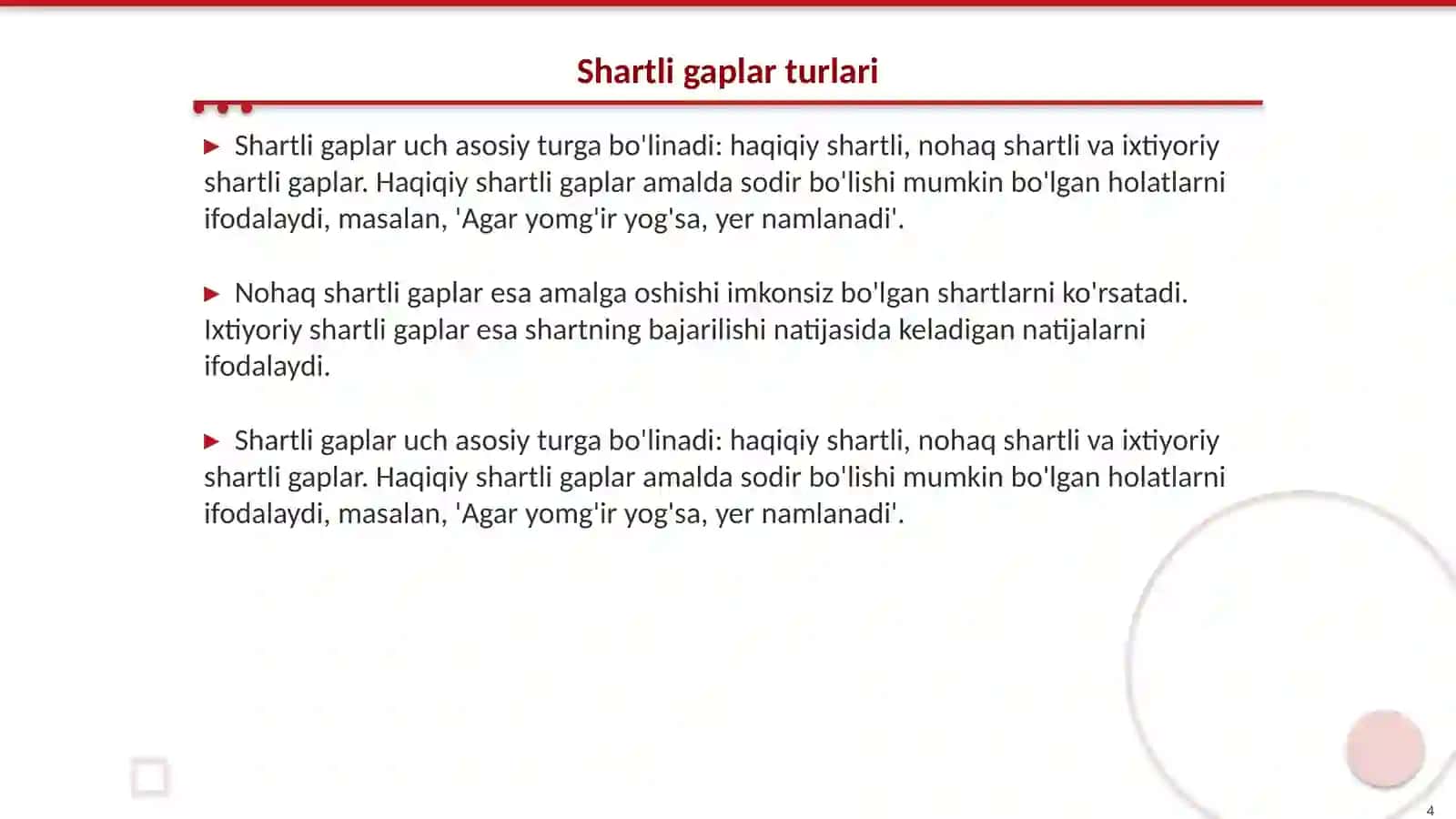 Murakkab gapda shart mazmunining ifodalanishi 4