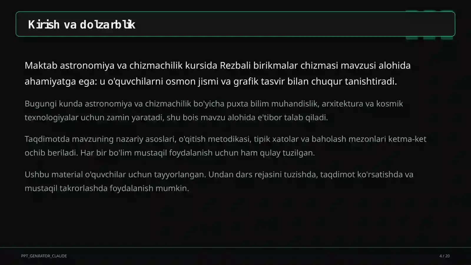 Rezbali birikmalar chizmasi (9-sinf) 4
