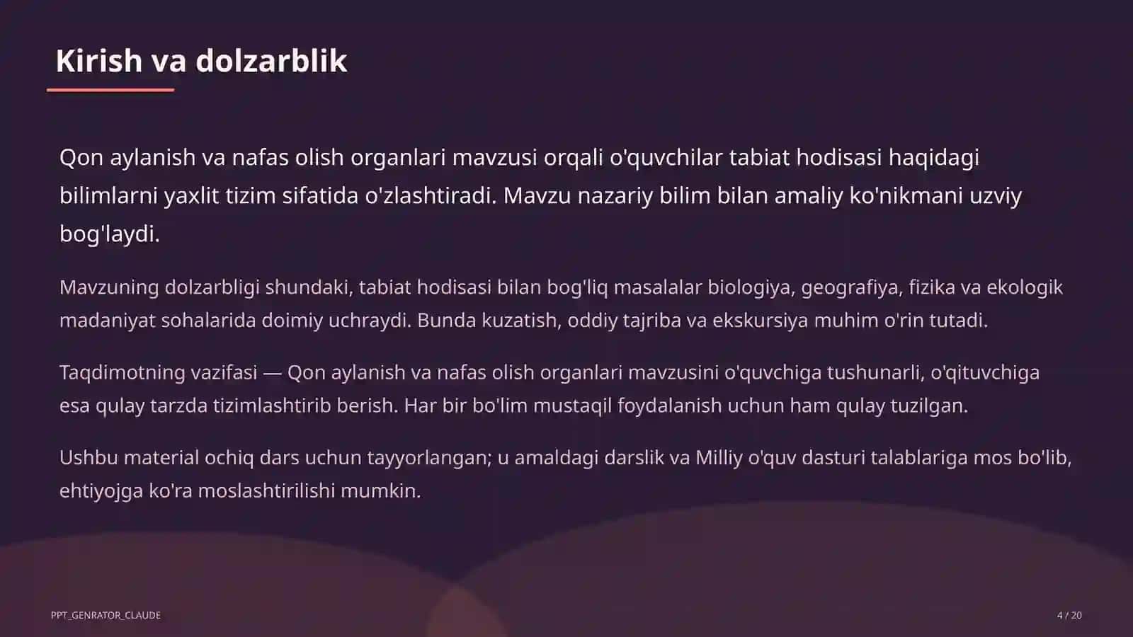 Qon aylanish va nafas olish organlari (4-sinf) 4