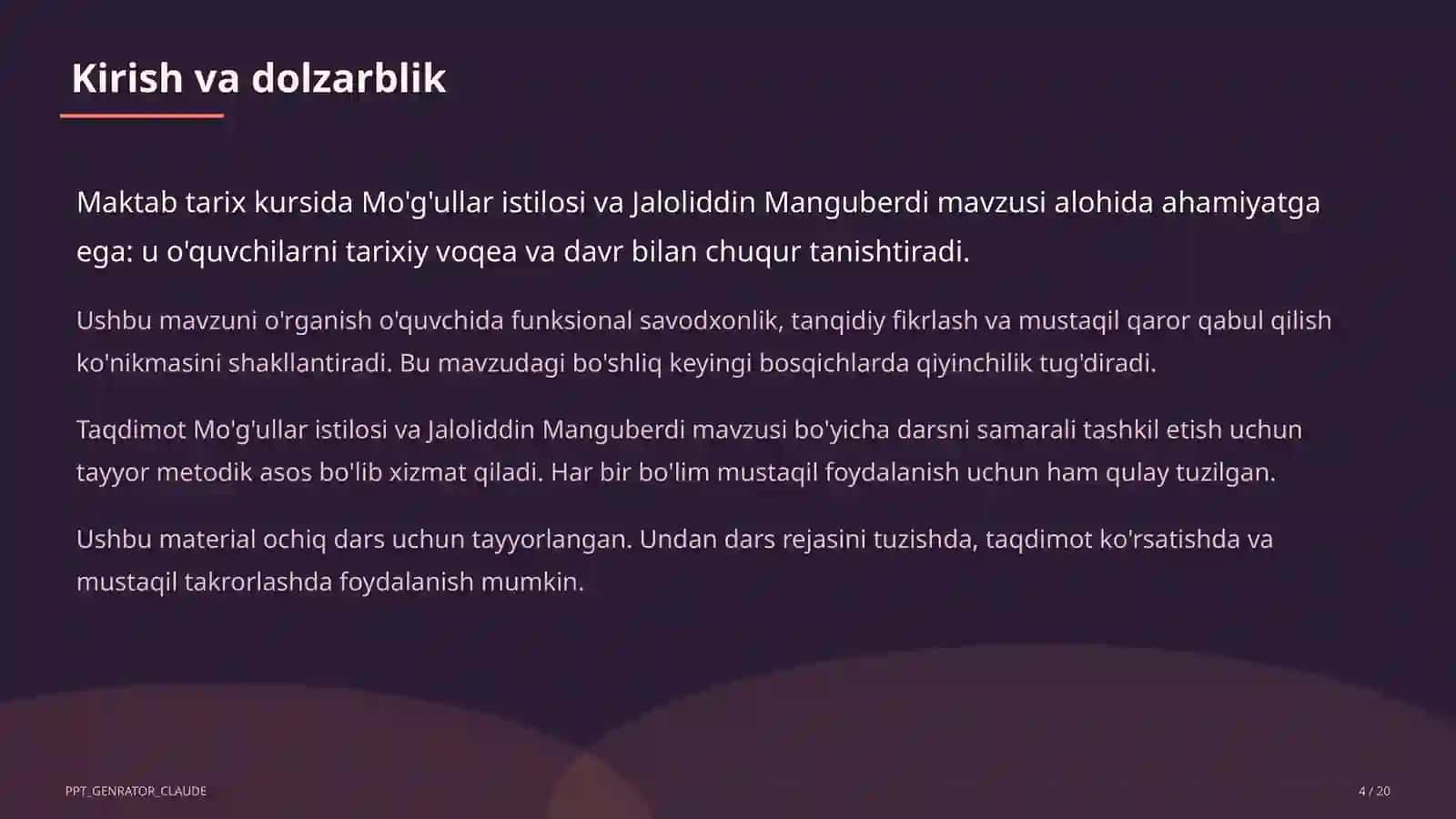 Mo'g'ullar istilosi va Jaloliddin Manguberdi (7-sinf) 4