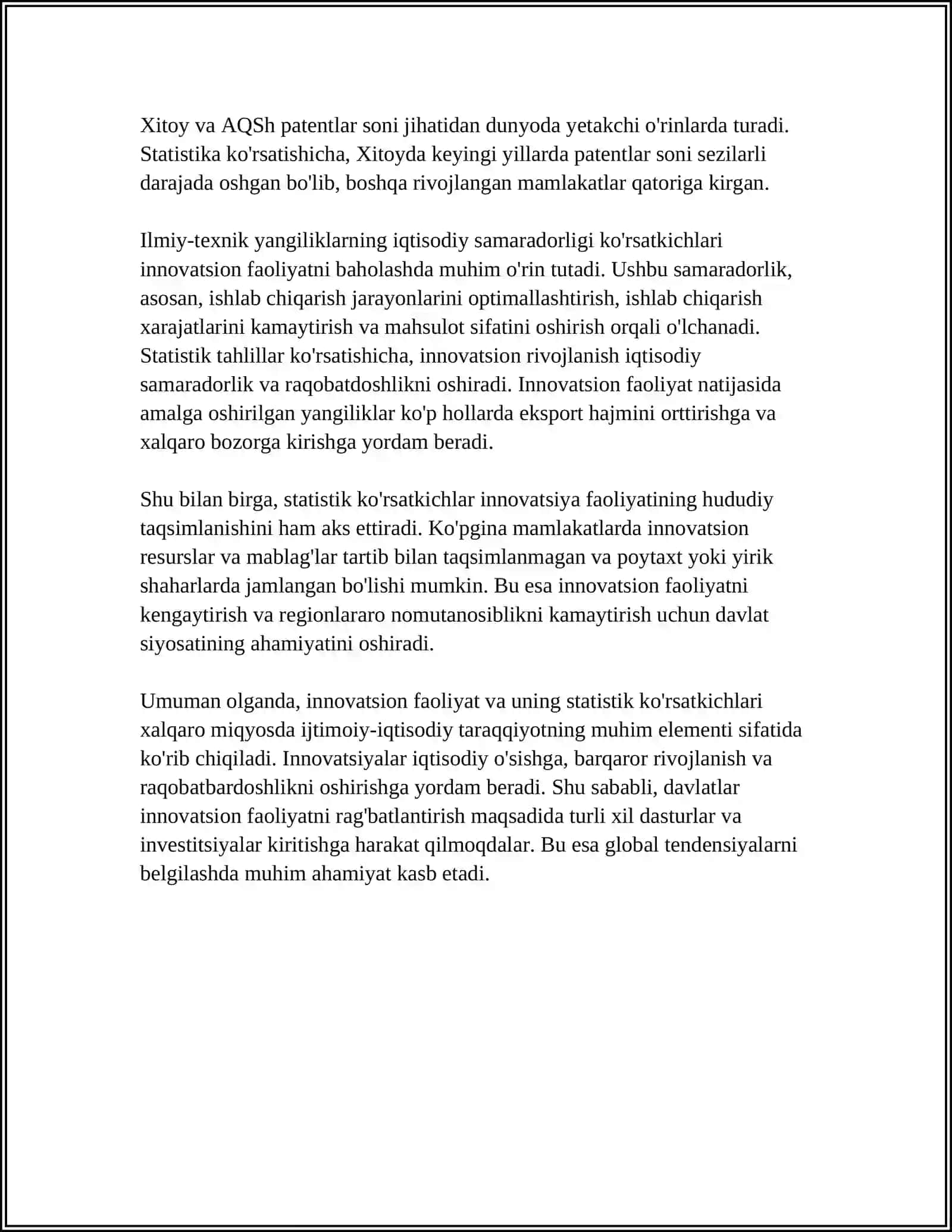 INNOVATSIYA VA ILMIY-TEXNIK RIVOJLANISH STATISTIKASI 4