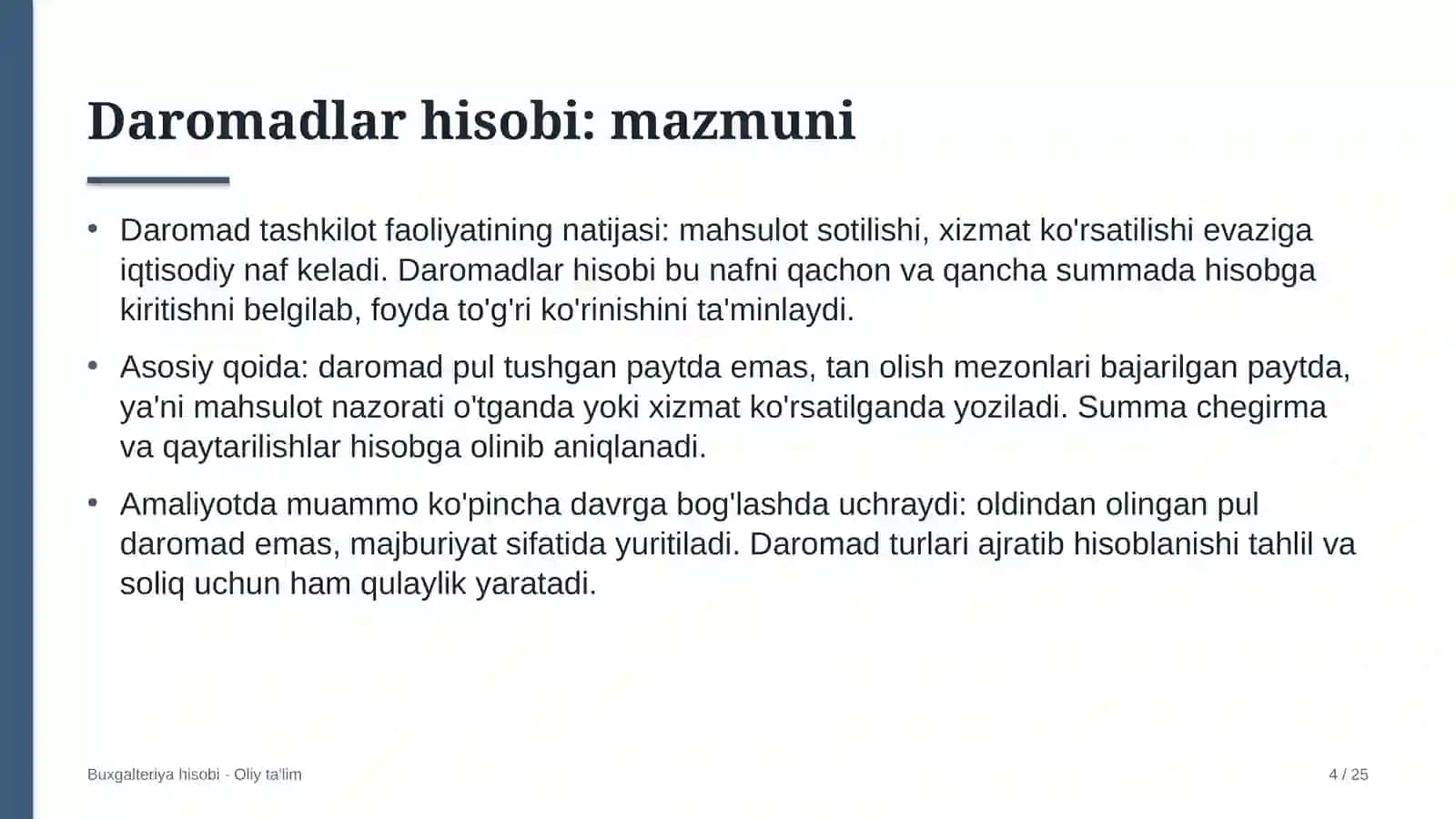 Ekologik ekspertiza tashkilotlarida daromadlar hisobi 4