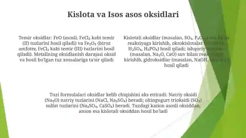 Tuzlar formulalarini tegishli oksidlar formulalari bilan bogʻliqligi 4