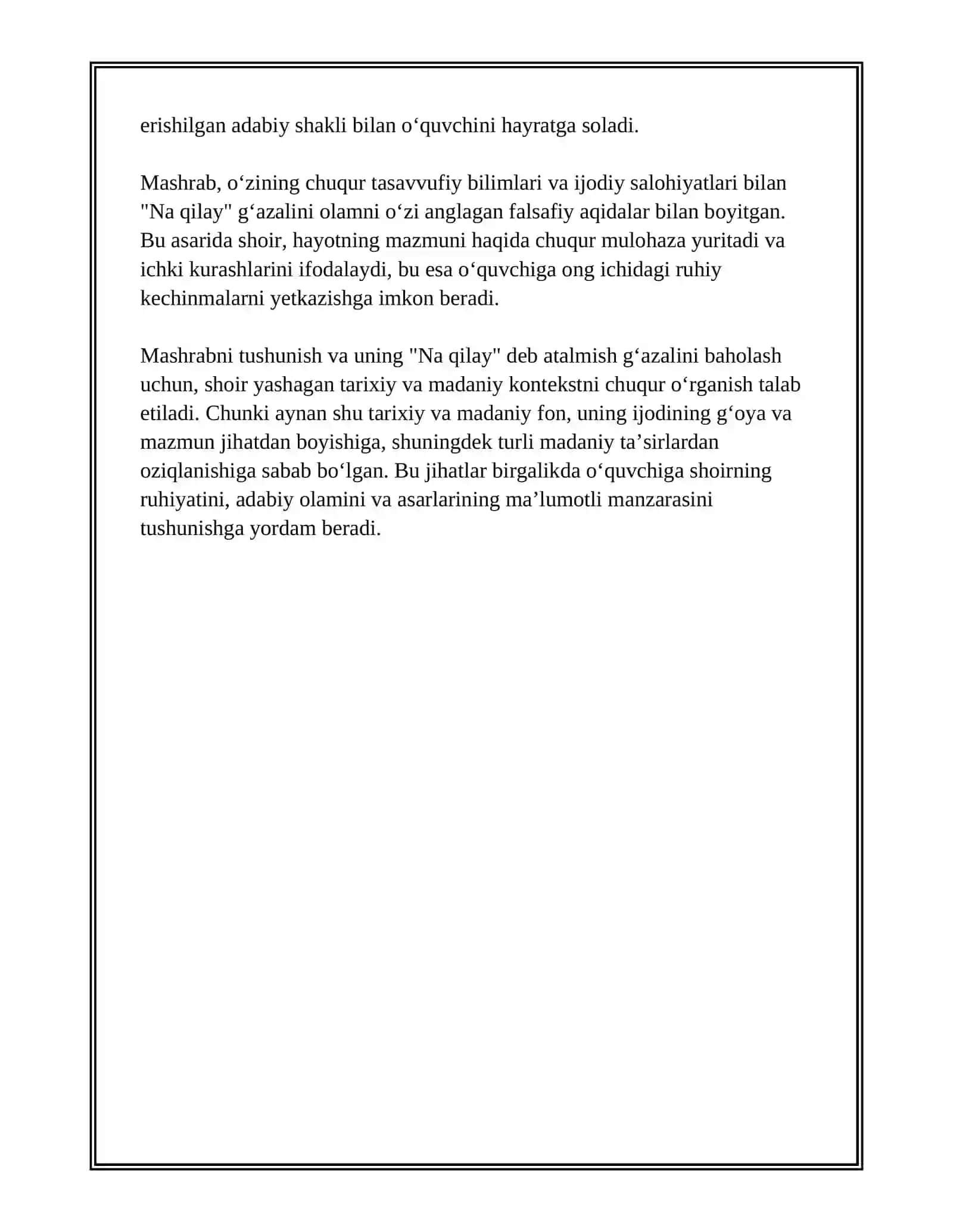 MASHRABNING NA QILAY GʻAZALI TAHLILI 4