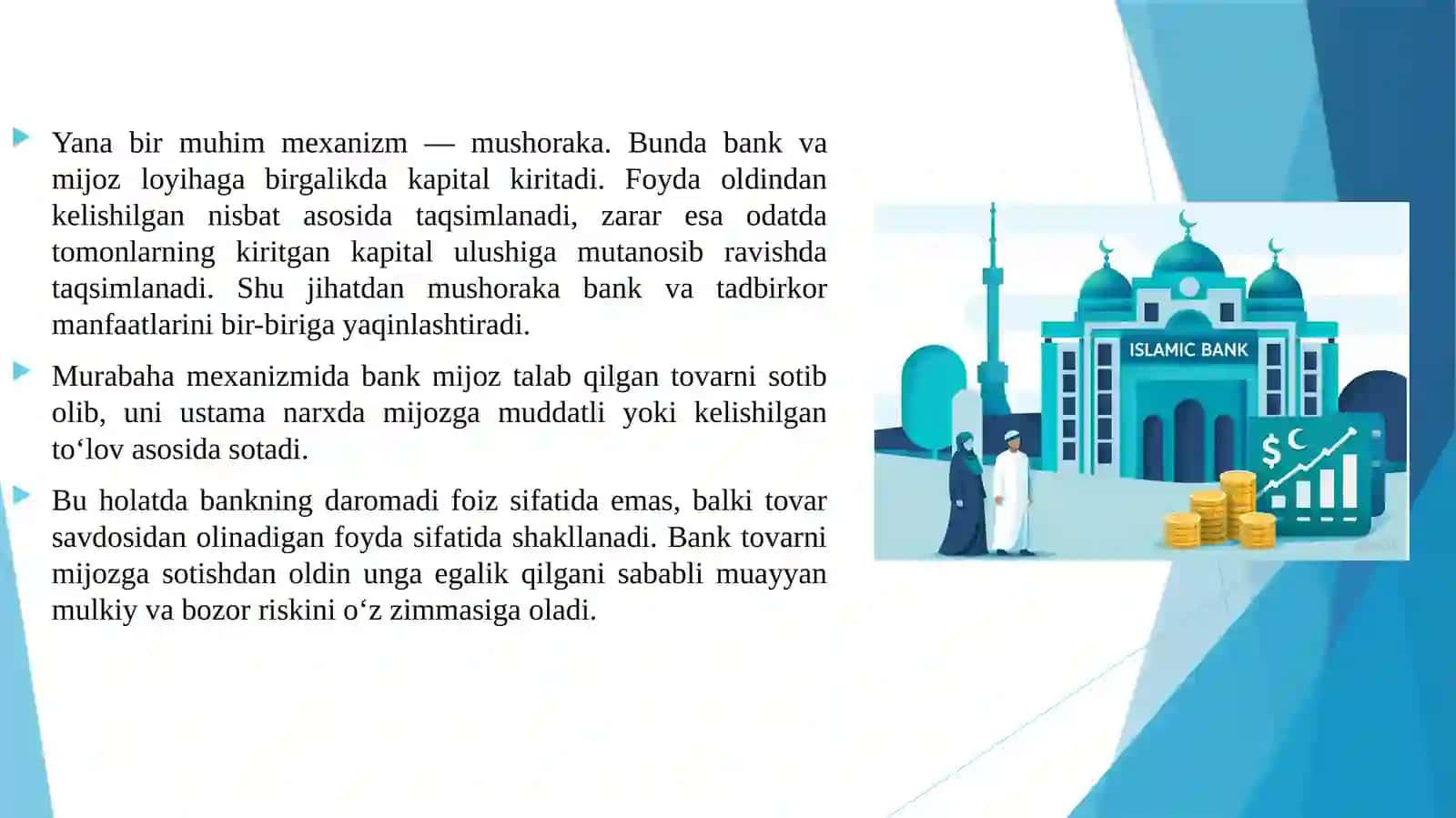 Islomiy banklarda foyda va risklarni taqsimlash mexanizimi xamda ularning iqtisodiy axamiyati 4