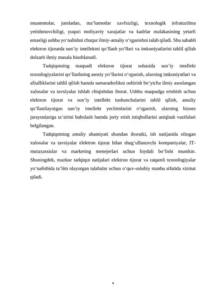 Elektron tijoratda sun’iy intellektni qo‘llash yo’llari va imkoniyatlari 4