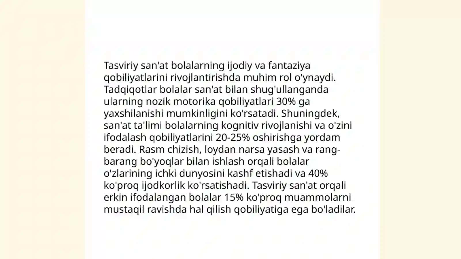 Predmetli o'yin,tasviriy san'at,qurish-yasash va barcha psixik jarayonlarni rivojlantirishning asosi 4