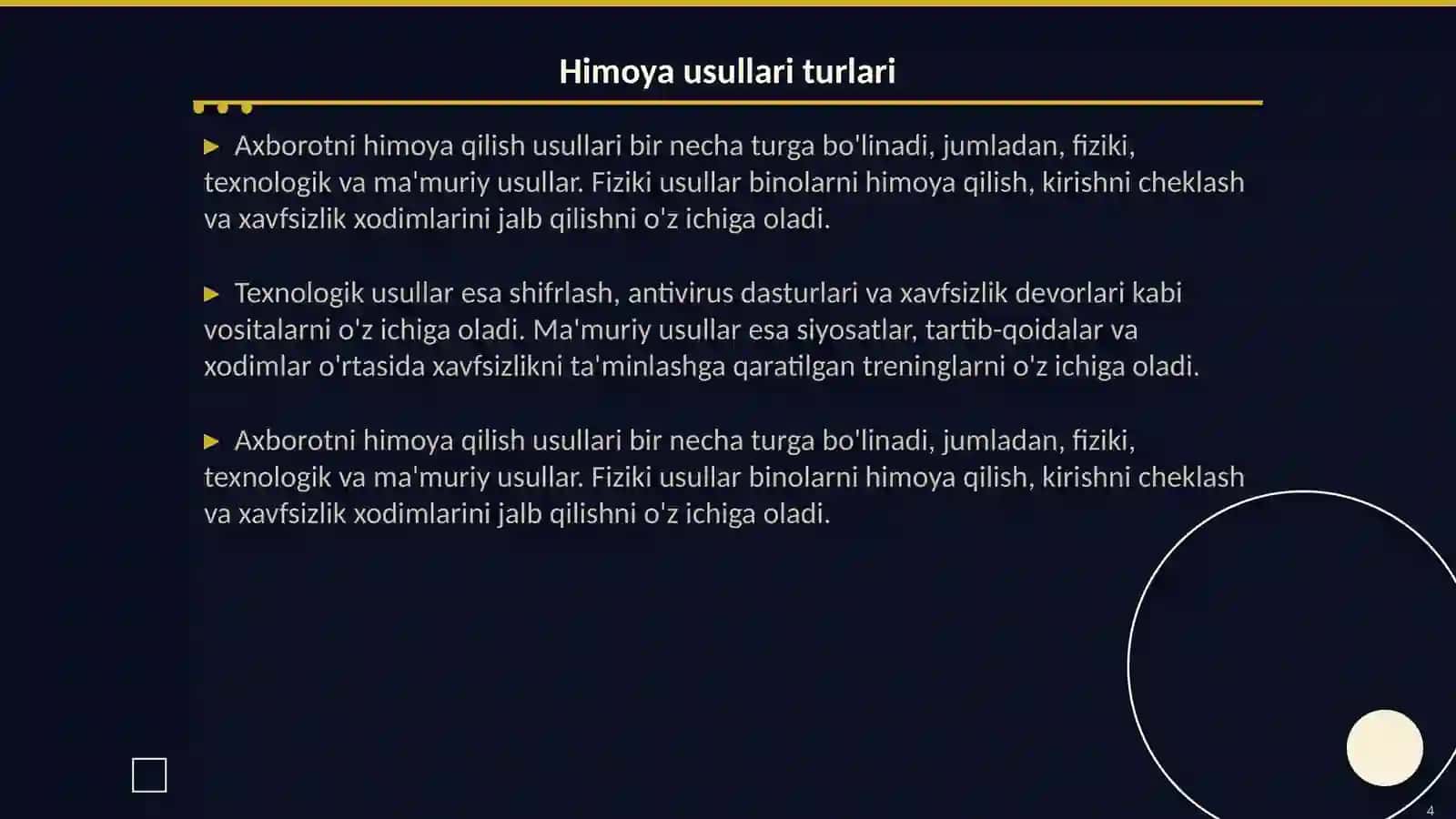 Axborot tizimlarida axborotni himoya qilish usullari va vositalari 4
