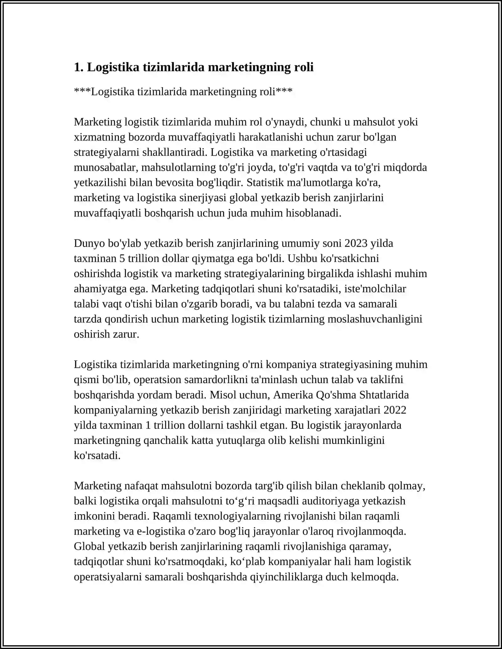 LOGISTIK TIZIMNING MARKETING BILAN BOG'LIQLIGI 4