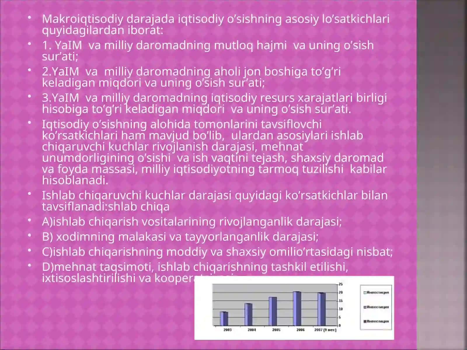 Iqtisodiy o’sishning mazmuni, mezonlari va ko’rsatkichlari 4