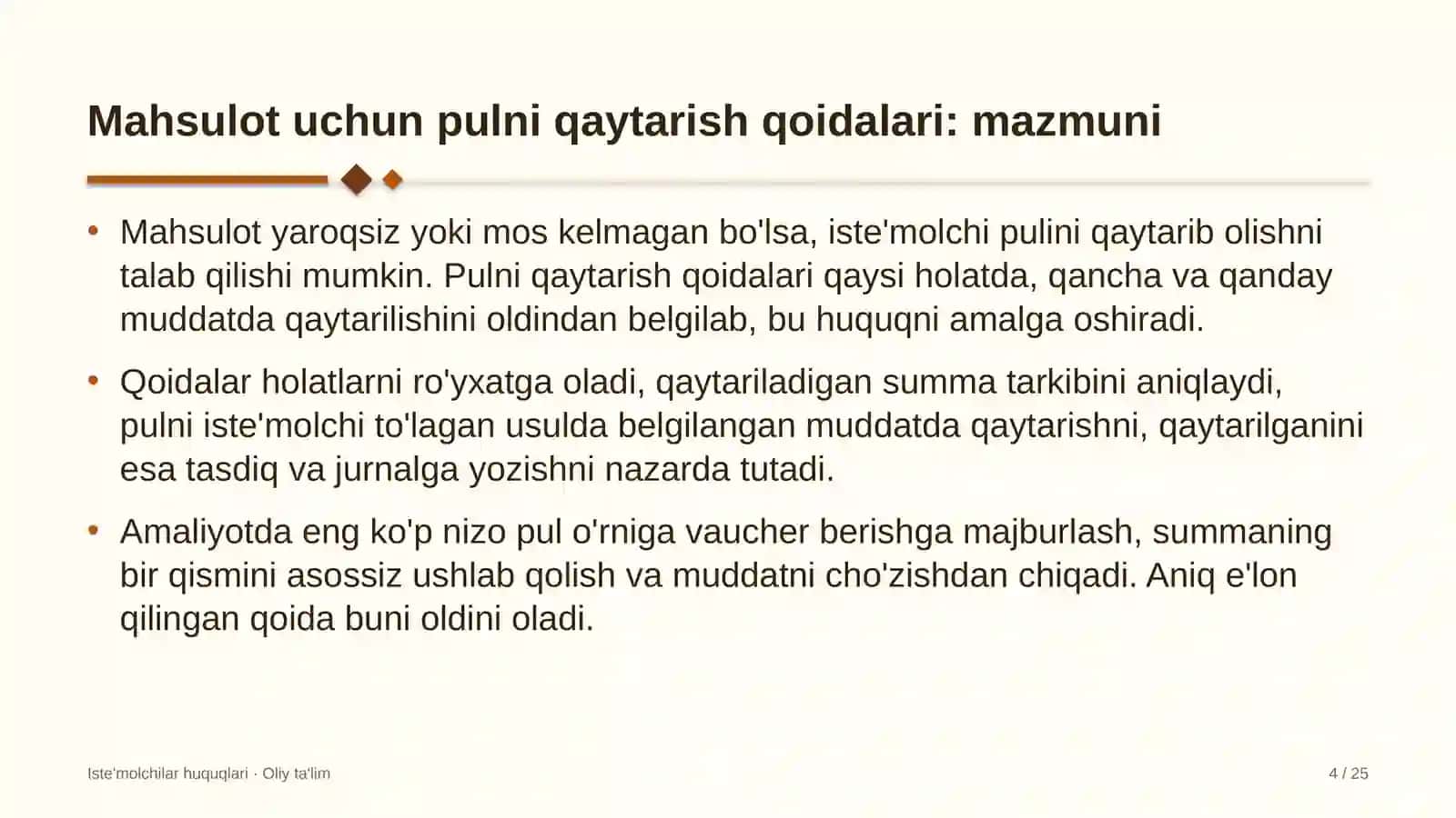 Avtomobil yuvish shoxobchalarida sotib olingan mahsulot uchun pulni qaytarish qoidalari 4