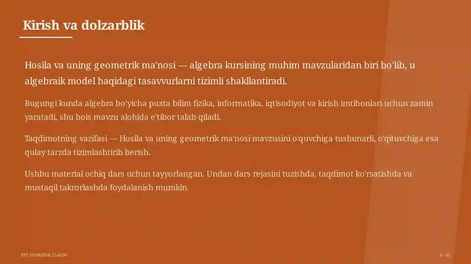 Hosila va uning geometrik ma'nosi (11-sinf) 4