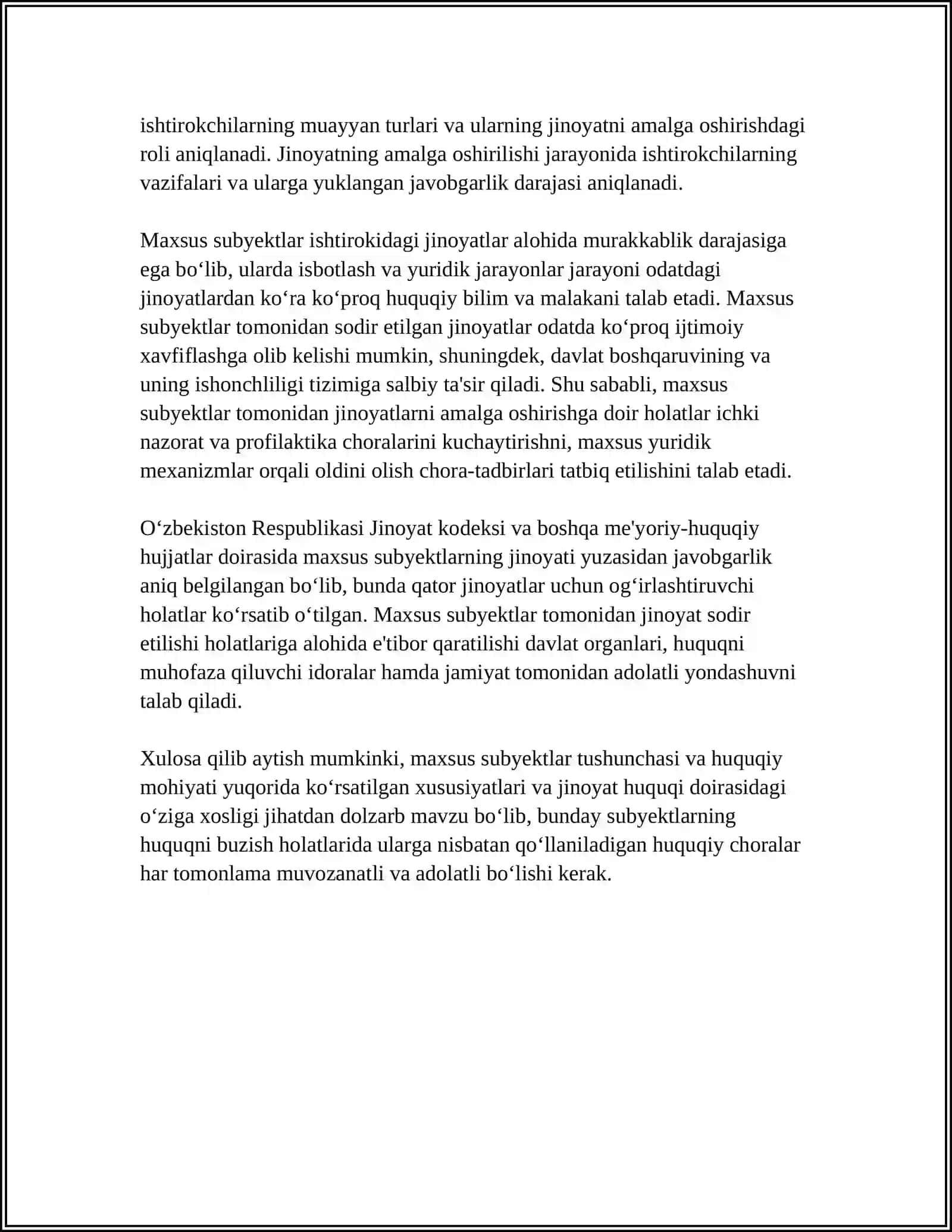 MAXSUS SUBYEKTLAR TOMONIDAN ISHTIROKCHILIKDA JINOYAT SODIR ETISH 4