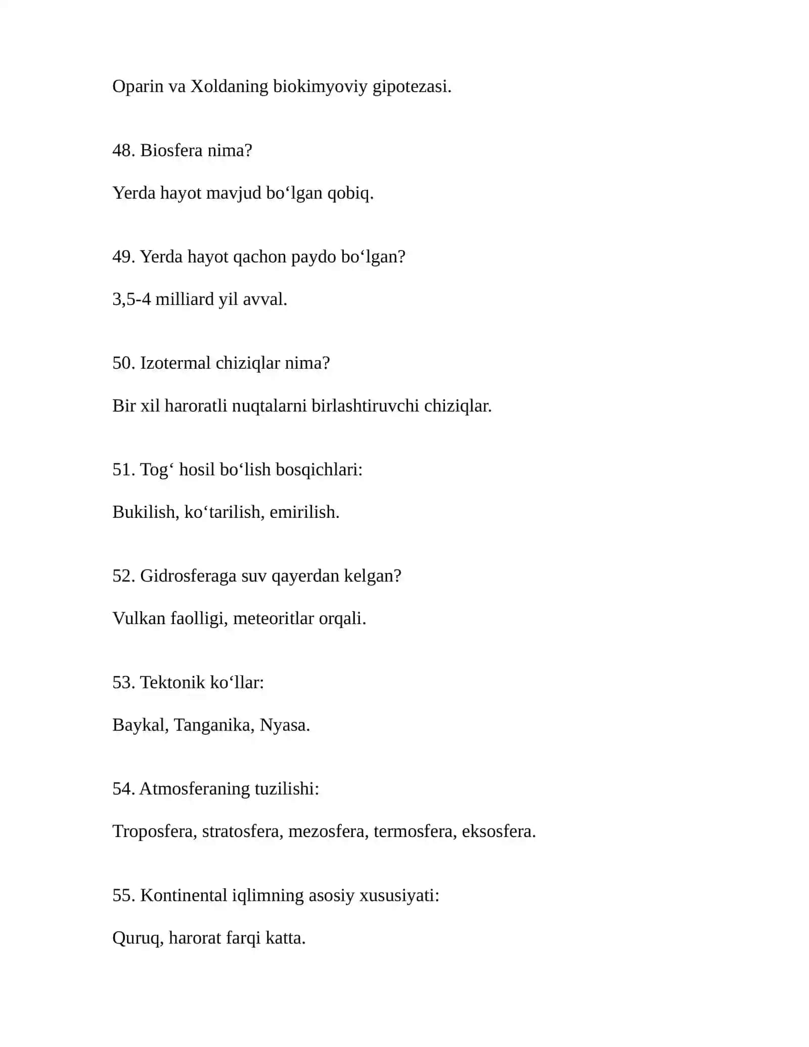 Umumiy tabiiy geografiya fanidan test javoblari GOST 4