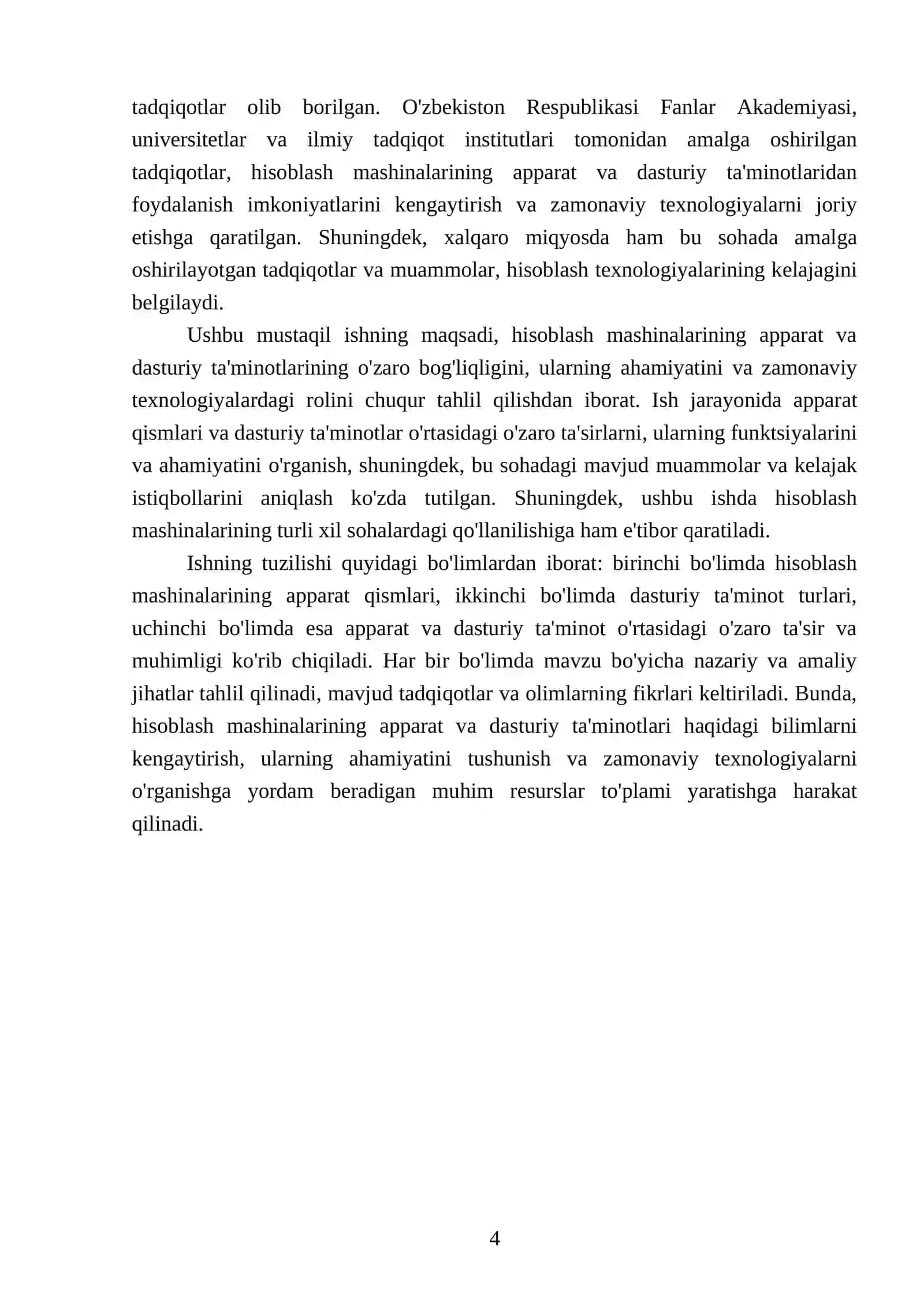Hisoblash mashinalarining apparat hamda dasturiy ta'minotlari 4