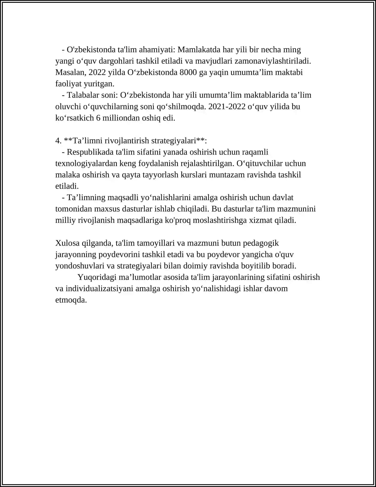 TAʼLIM TAMOYILLARI VA METODLARI HAMDA ULARDAN UMUMIY TAʼLIM TIZIMIDA FOYDALANISH IMKONIYATI 4