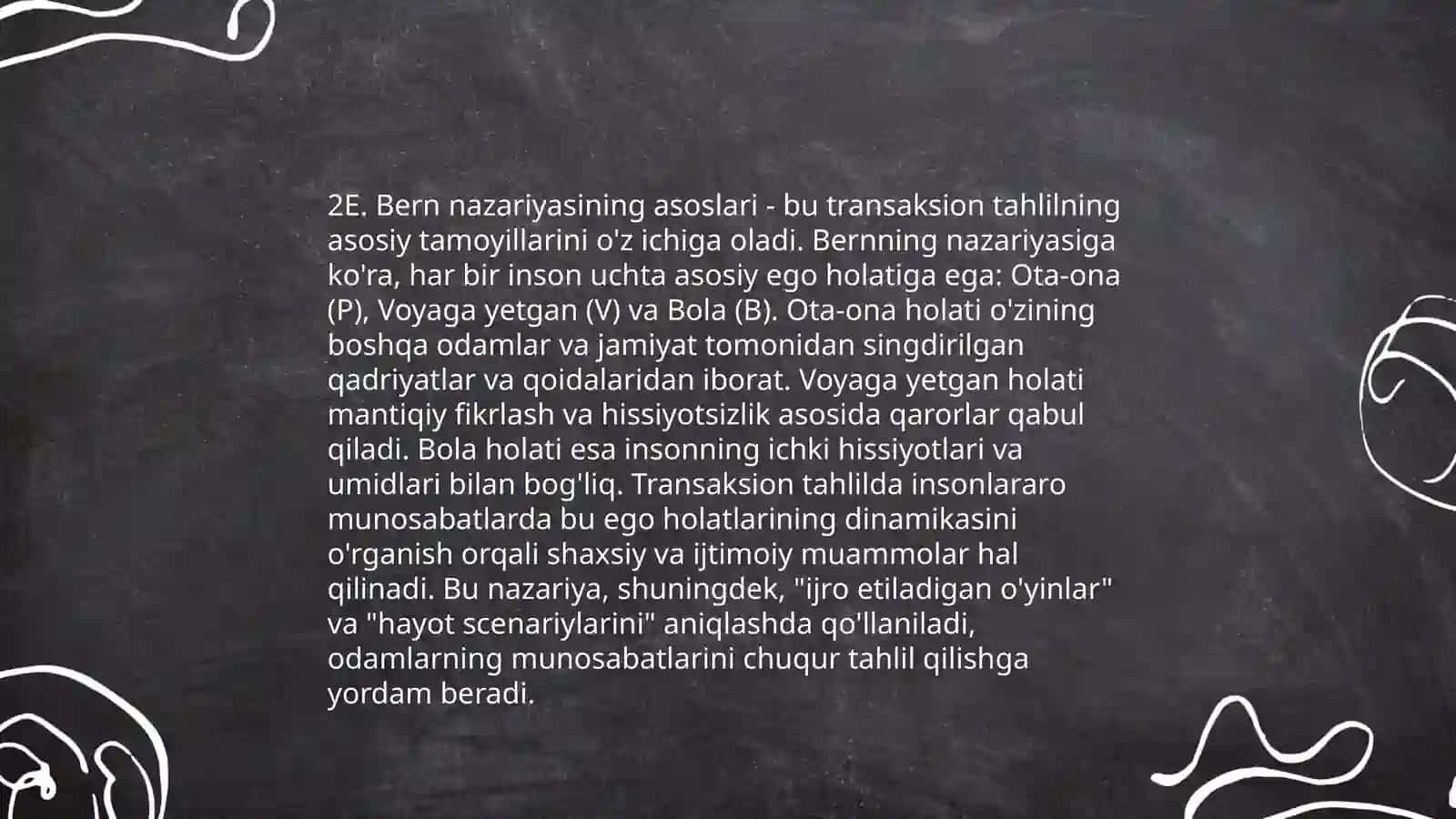 E. Bern nazariyasida ijtimoiylashuv qonuniyatlari Nizomiddinova Risolat 4