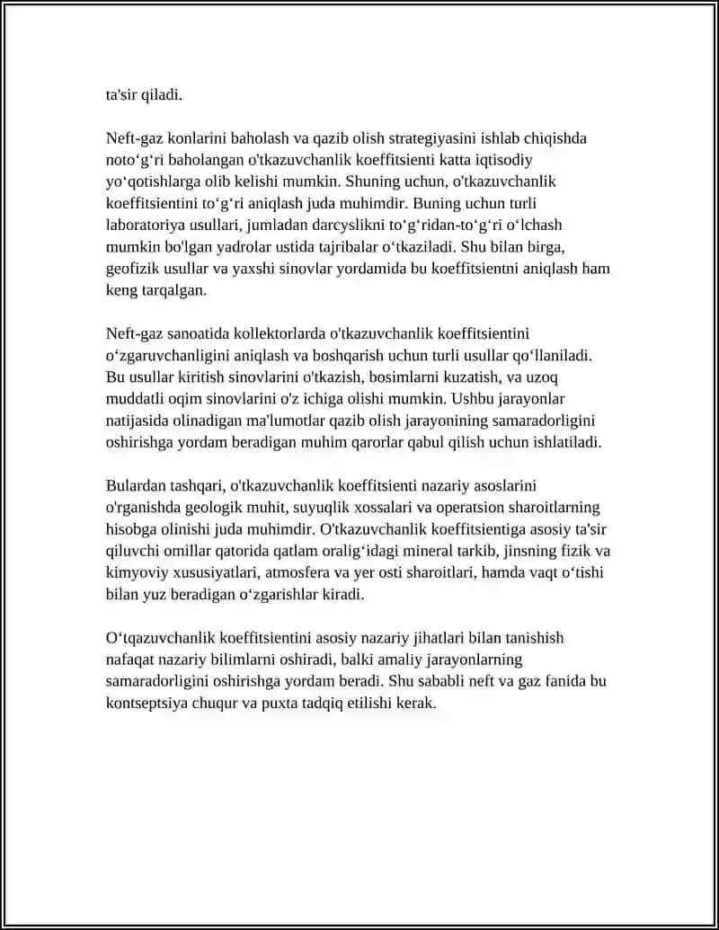 Neft Gaz Fani Uchun O'tkazuvchanlik Kayfitsenti 4