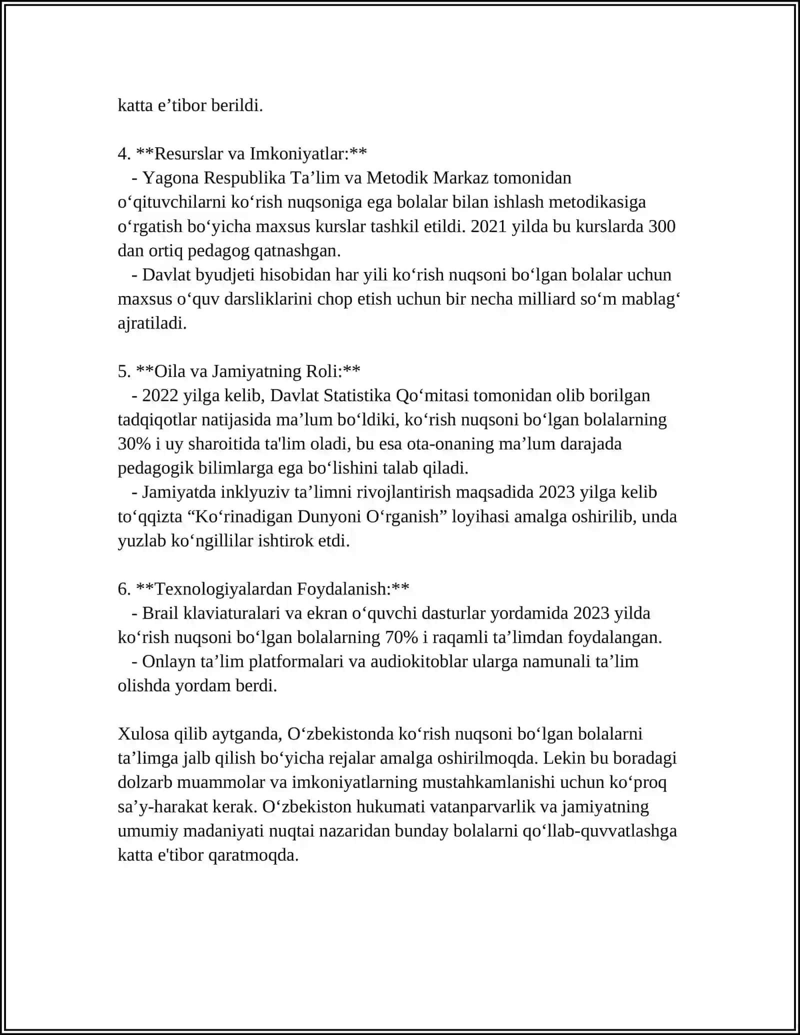 KÖRISHDA NUQSONI BÖLGAN BOLALARNI TA'LIMGA JALB QILISH 4