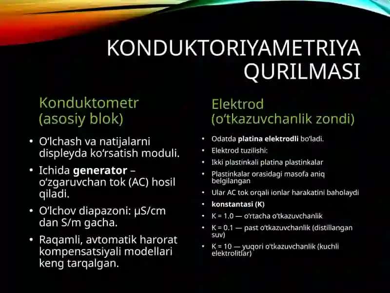 Konduktoriyametriya: Kimyo va tibbiyot nuqtayi nazari 4