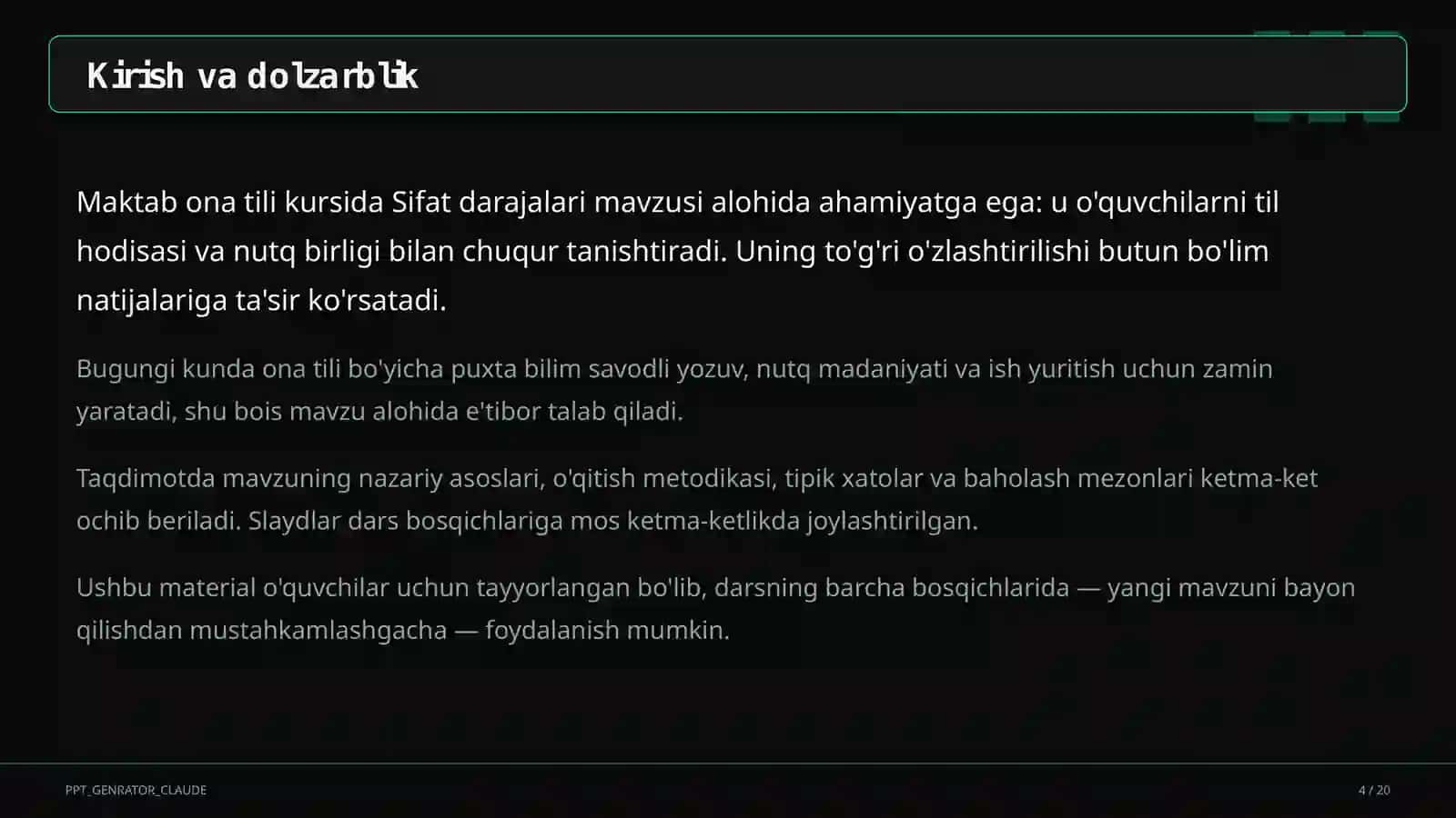 Sifat darajalari (6-sinf) 4